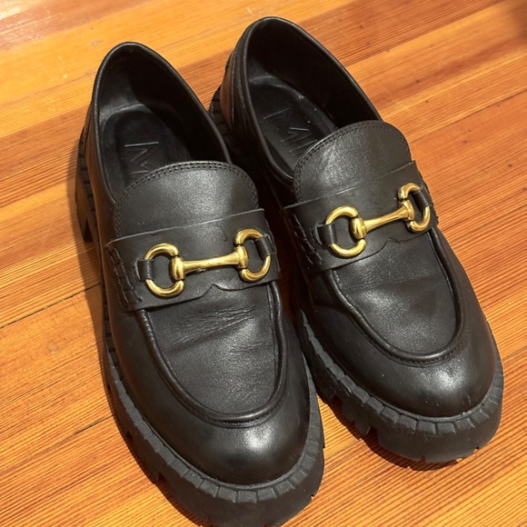 Mango Leather Chunky Lug Sole Loafers in Black - 8 - Picture 3 of 7